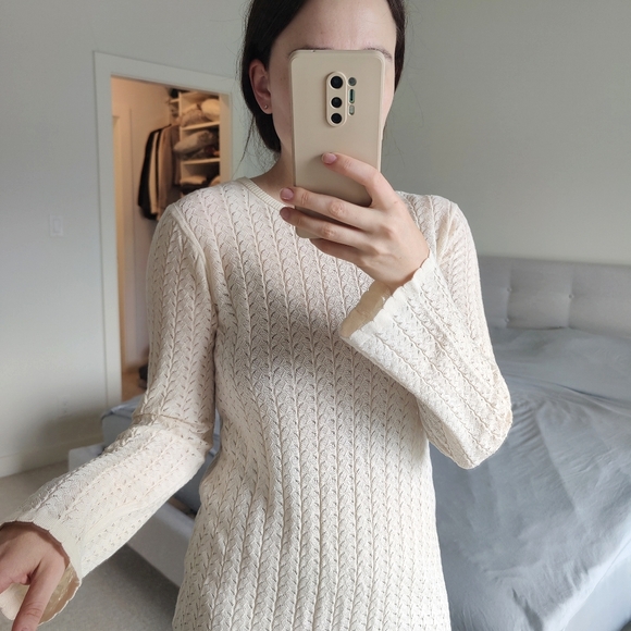 Zara Pointelle knit top Size S. Silk blend summer long sleeve - Picture 3 of 7